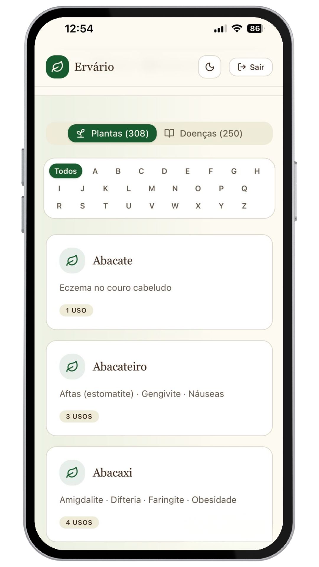 Lista de plantas
